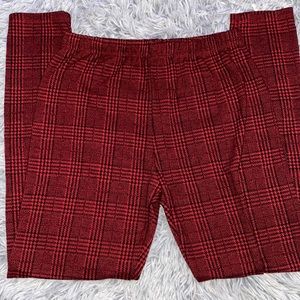 red & black plaid pants